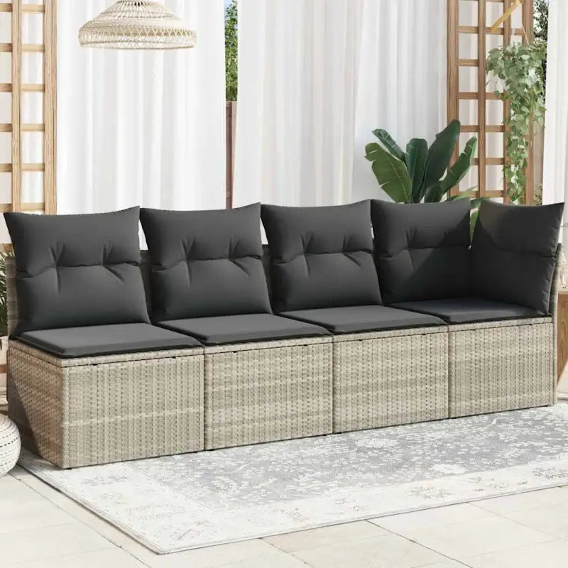 Poly rattan loungebank voor een comfortabele zitervaring met modulair ontwerp - Lichtgrijs / 1 / hoek + 3x midden