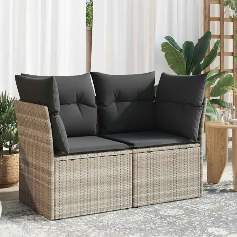 Poly rattan loungebank voor een comfortabele zitervaring met modulair ontwerp - Lichtgrijs / 1 / Tweezitsbank