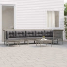 Poly Rattan Loungeset met breedte zitting en rasterontwerp draagvermogen - 3x hoek + 3x midden + 2x voetensteun