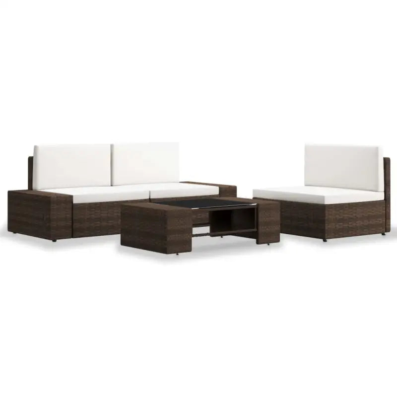 Poly rattan loungeset met comfortabele breedte en diepte zitting voor tuin genieten - Bruin - Tuinsets