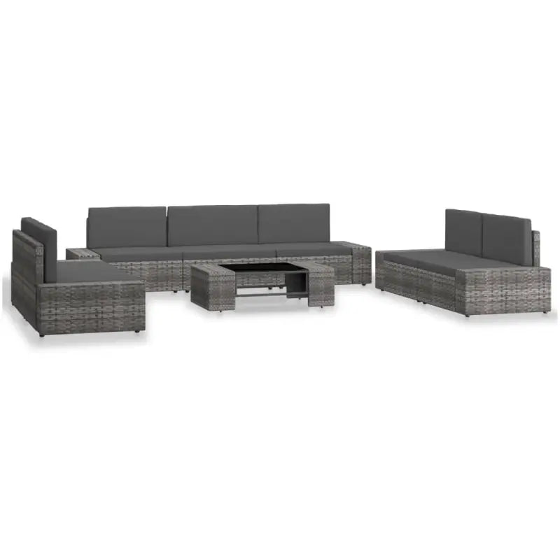 Poly Rattan Loungeset met comfortabele breedte en diepte zitting - Grijs - Tuinsets