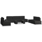 Poly Rattan Loungeset met comfortabele breedte en diepte zitting - Zwart - Tuinsets