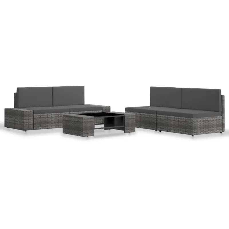 Poly rattan loungeset met comfortabele breedte en diepte zitting - Grijs - Tuinsets