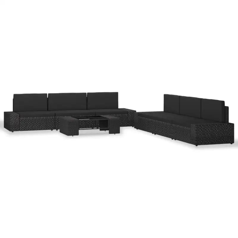 Poly rattan loungeset met comfortabele breedte en diepte zitting - Zwart - Tuinsets