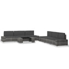 Poly rattan loungeset met comfortabele breedte en diepte zitting - Grijs - Tuinsets