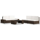 Poly rattan loungeset met comfortabele breedte en diepte zitting - Bruin - Tuinsets