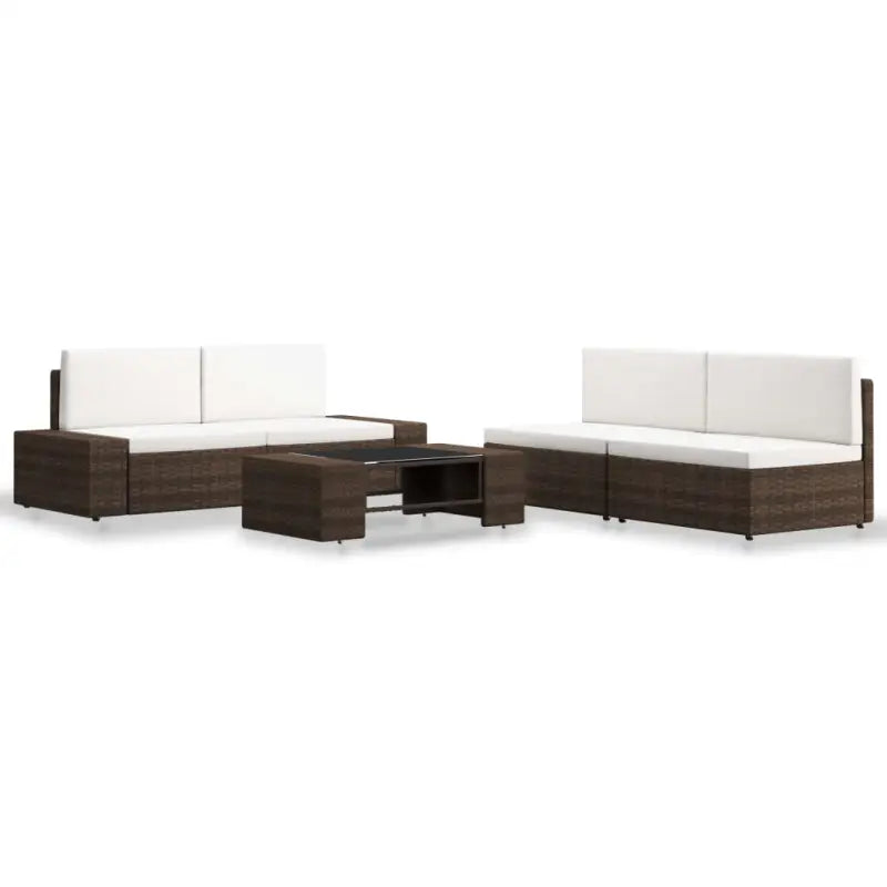 Poly rattan loungeset met comfortabele breedte en diepte zitting - Bruin - Tuinsets