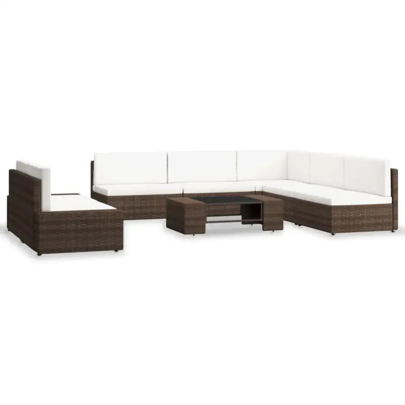 Poly Rattan Loungeset met Comfortabele Rugkussens voor de Tuin - Bruin - Tuinsets