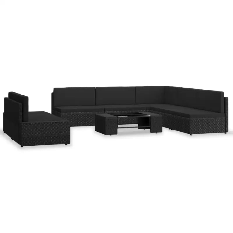 Poly Rattan Loungeset met Comfortabele Rugkussens voor de Tuin - Zwart - Tuinsets
