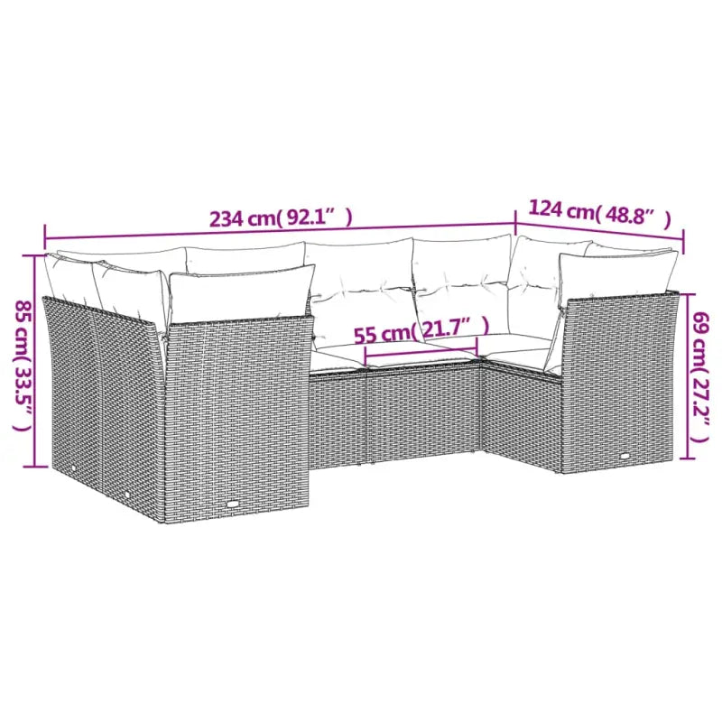 Poly rattan loungeset met comfortabele zitervaring en gepoedercoat staal - Beige en grijs - Tuinsets