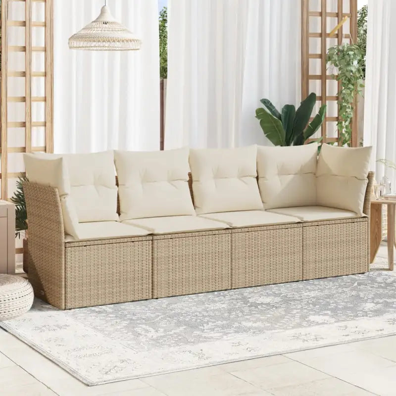 Poly rattan loungeset met comfortabele zitervaring en gepoedercoat staal - beige en crèmekleurig / Zonder tafel