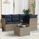 Poly Rattan Loungeset met comfortabele zitervaring en gepoedercoat staal - Beige en grijs / Met tafel - Tuinsets