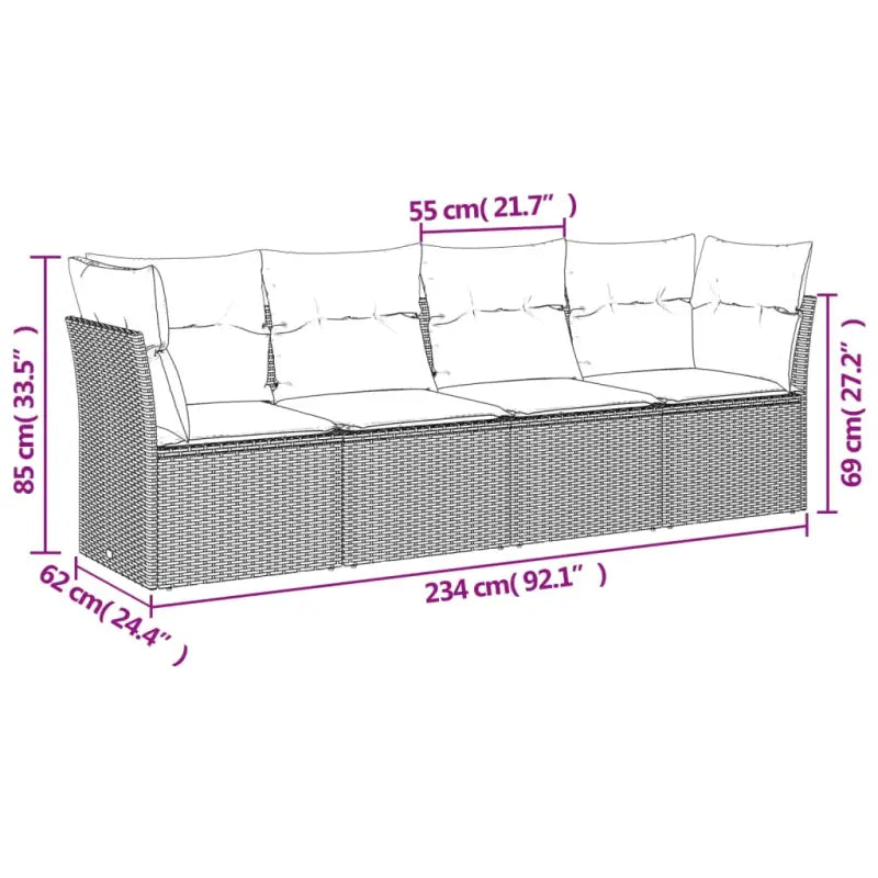 Poly rattan loungeset met comfortabele zitervaring en gepoedercoat staal - Tuinsets