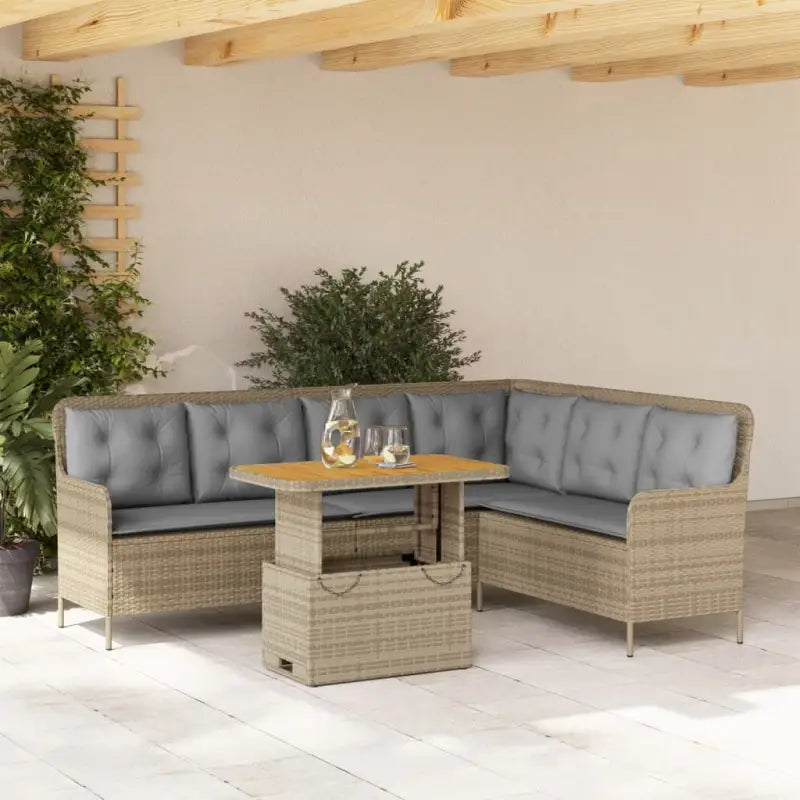 Poly rattan loungeset met comfortabele zitervaring en wasbare hoes - Beige en grijs / 90 x 55 x 40/71 cm - Tuinsets