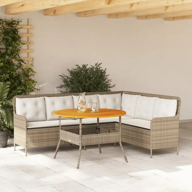 Poly rattan loungeset met comfortabele zitervaring en wasbare hoes - beige en crèmekleurig - Tuinsets
