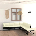Poly rattan loungeset met diepte zitting en comfortabel materiaal vulling - Zwart / 2x hoek + 4x midden + voetensteun