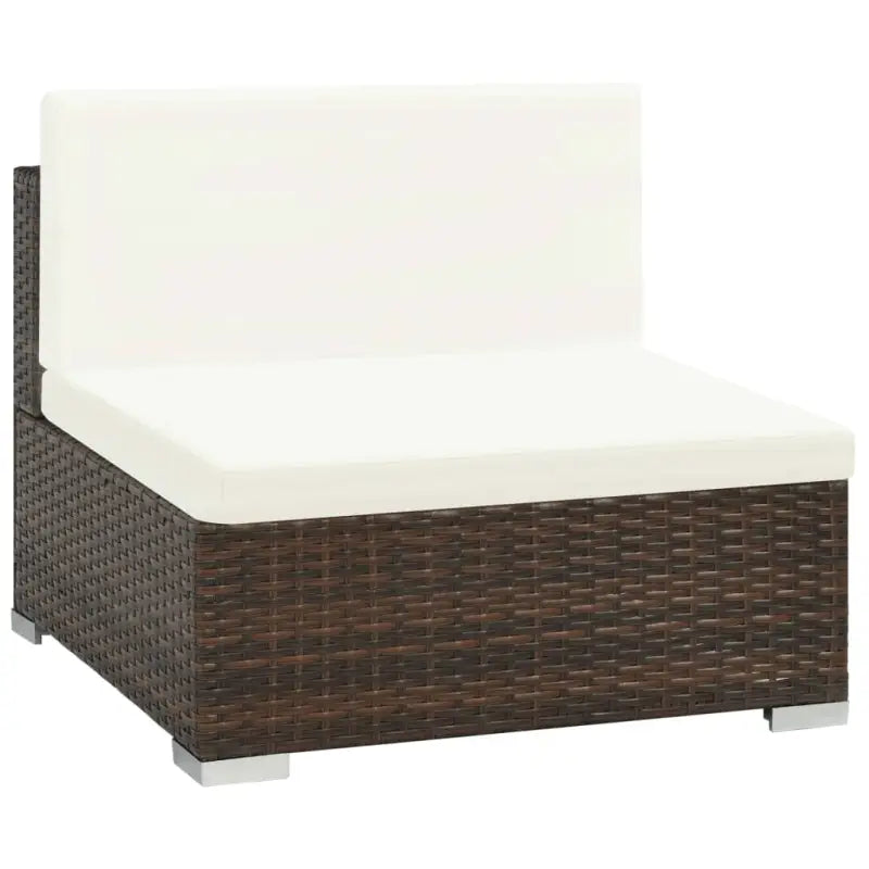 Poly rattan loungeset met diepte zitting en gepoedercoat stalen frame - Bruin - Tuinsets