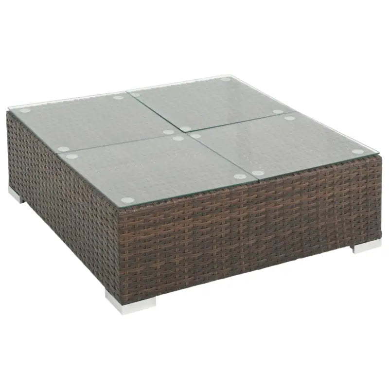 Poly rattan loungeset met diepte zitting en gepoedercoat stalen frame - Bruin - Tuinsets