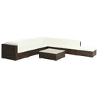 Poly rattan loungeset met diepte zitting en gepoedercoat stalen frame - Bruin - Tuinsets