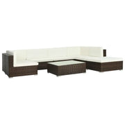 Poly rattan loungeset met diepte zitting en gepoedercoat stalen frame - Bruin - Tuinsets