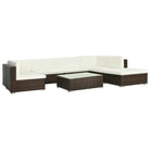Poly rattan loungeset met diepte zitting en gepoedercoat stalen frame - Bruin - Tuinsets