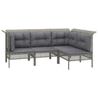 Poly Rattan Loungeset met diepte zitting en rasterontwerp draagvermogen - Tuinsets