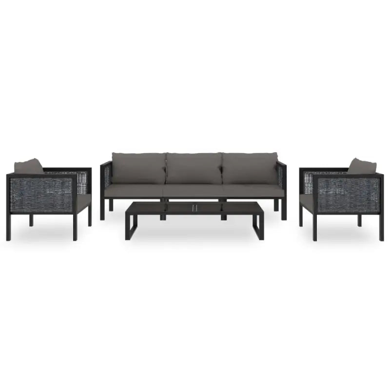 Poly rattan loungeset met gehard glas en dikte kussen voor tuin of terras - Tuinsets