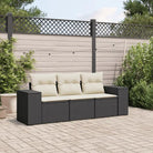 Poly rattan loungeset met gepoedercoat staal afmetingen en waterdichte tas - Zwart en crème / Zonder tafel - Tuinsets