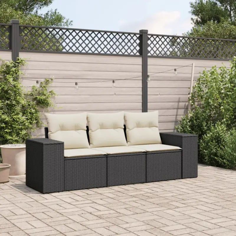 Poly rattan loungeset met gepoedercoat staal afmetingen en waterdichte tas - Zwart en crème / Zonder tafel - Tuinsets