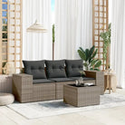Poly rattan loungeset met gepoedercoat staal afmetingen en waterdichte tas - Grijs / Met tafel - Tuinsets