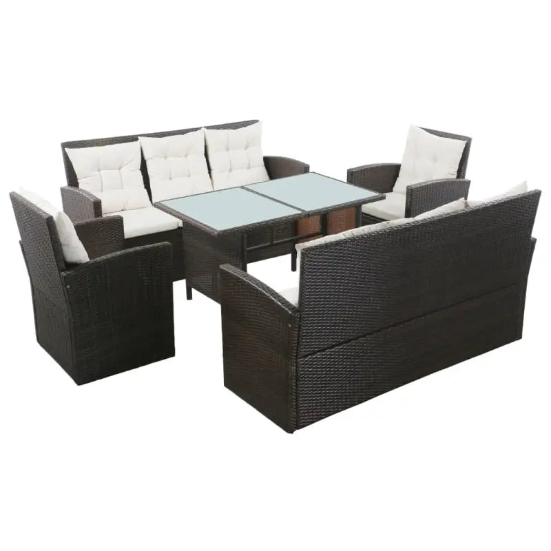 Poly rattan loungeset met gepoedercoat staal en brede zittingstijl - Tuinsets