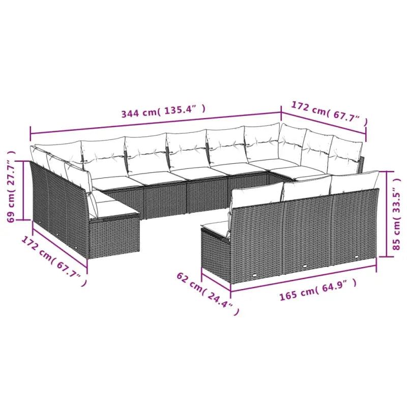 Poly rattan loungeset met gepoedercoat staal en waterdichte tas - Tuinsets