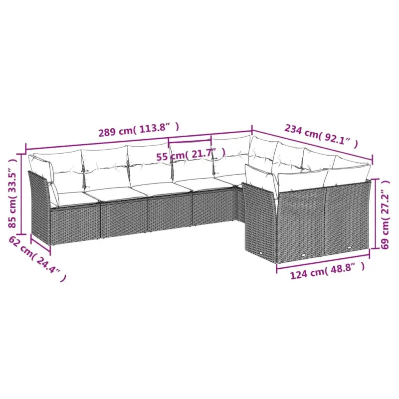 Poly rattan loungeset met gepoedercoat staal en waterdichte tas - Tuinsets