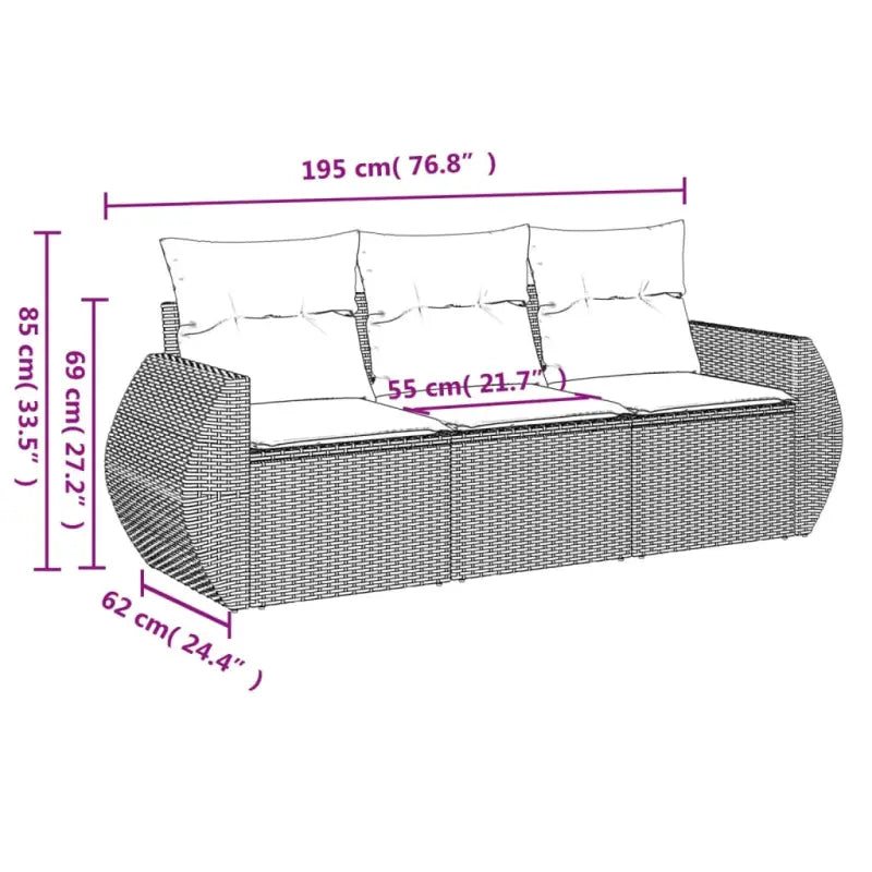 Poly rattan loungeset met gepoedercoat staal en waterdichte tas - Tuinsets