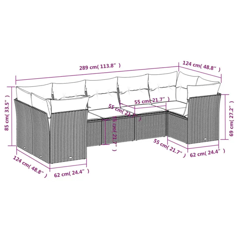 Poly rattan loungeset met gepoedercoat staal en waterdichte tas - Tuinsets