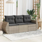 Poly rattan loungeset met gepoedercoat staal en waterdichte tas - Lichtgrijs / Zonder tafel - Tuinsets