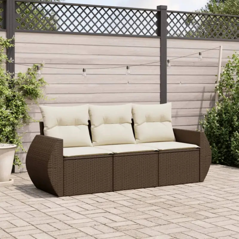 Poly rattan loungeset met gepoedercoat staal en waterdichte tas - Bruin en crème / Zonder tafel - Tuinsets
