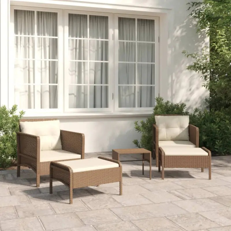 Poly rattan loungeset met metalen frame en diepte zitting voor buiten - Bruin - Tuinsets