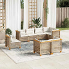 Poly rattan loungeset met natuurlijke olieafwerking en comfortabele zitervaring - Beige / Zonder tafel / gat weven