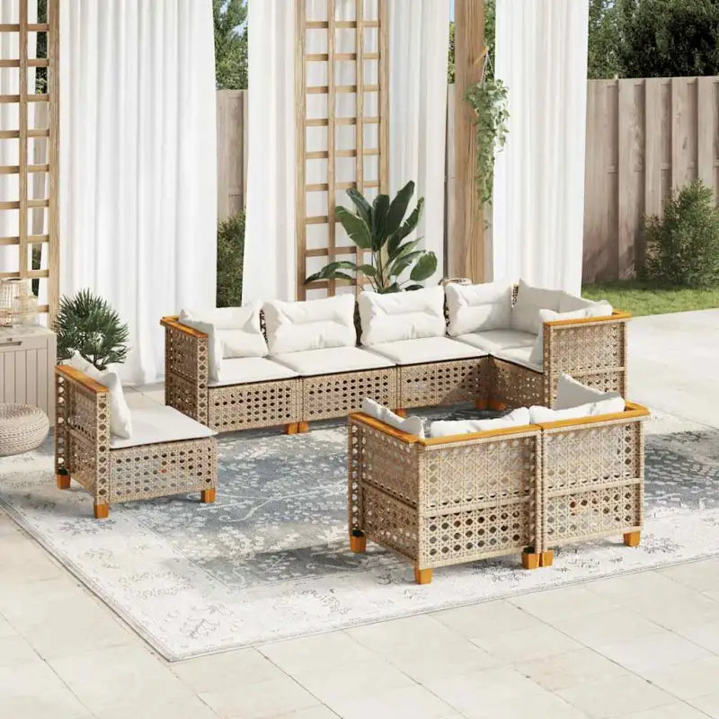 Poly rattan loungeset met natuurlijke olieafwerking en comfortabele zitervaring - Beige / Zonder tafel / gat weven