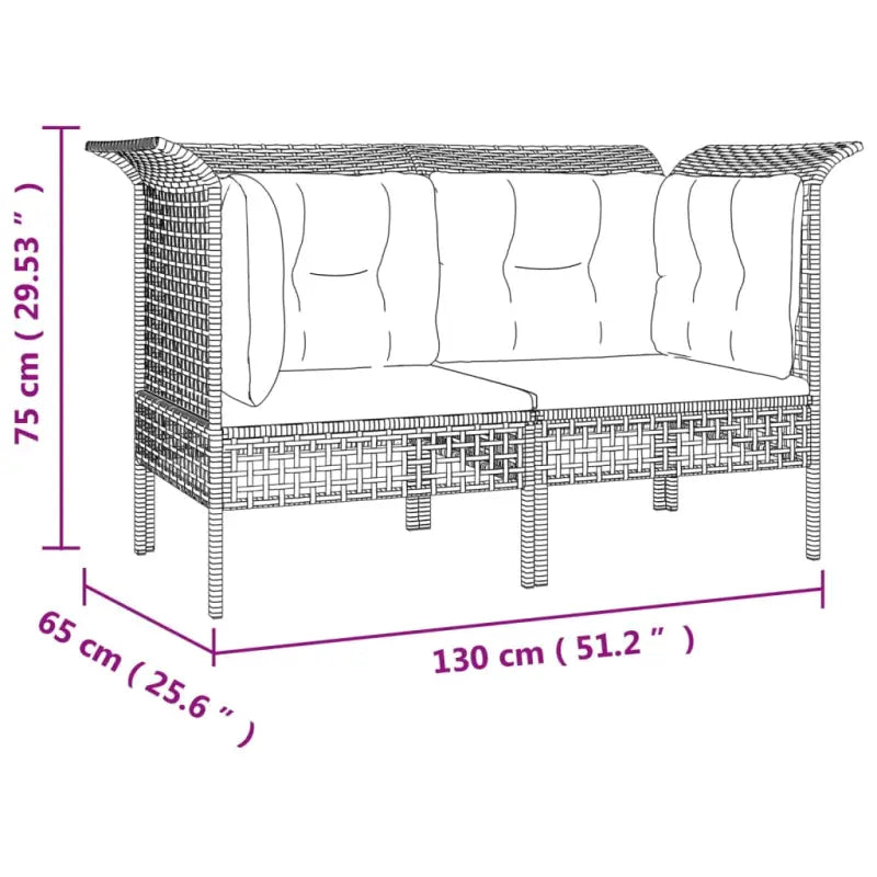 Poly rattan loungeset met rasterontwerp en comfortabele diepte zitting - Tuinsets