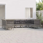 Poly rattan loungeset met rasterontwerp en comfortabele diepte zitting - 4x hoek + 4x midden + voetensteun - Tuinsets