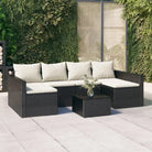 Poly rattan loungeset met U-vormige bank in zwart materiaal - Zwart en crème - Tuinsets