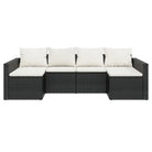 Poly rattan loungeset met U-vormige bank in zwart materiaal - Tuinsets