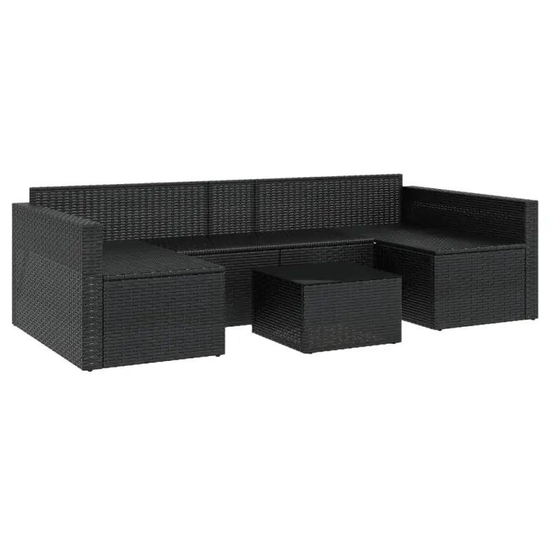 Poly rattan loungeset met U-vormige bank in zwart materiaal - Tuinsets