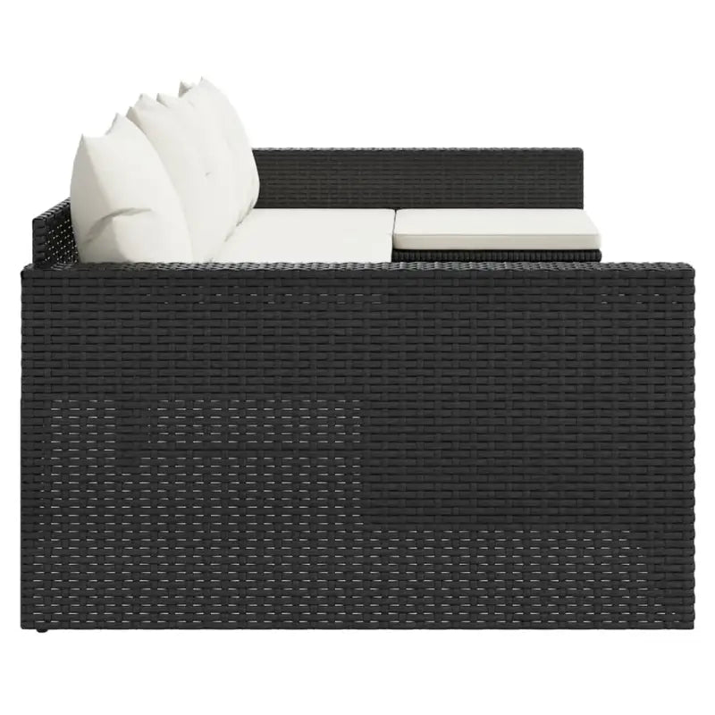 Poly rattan loungeset met U-vormige bank in zwart materiaal - Tuinsets