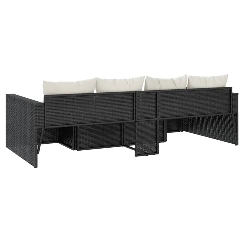 Poly rattan loungeset met U-vormige bank in zwart materiaal - Tuinsets