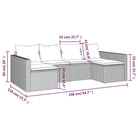 Poly rattan loungeset met U-vormige bank in zwart materiaal - Tuinsets