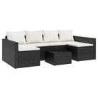 Poly rattan loungeset met U-vormige bank in zwart materiaal - Tuinsets