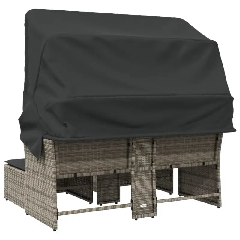 Poly Rattan Loungeset met Uitschuifbare Luifel en Wasbare Hoes - Loungebanken